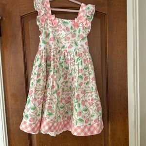 Adorable strawberry gingham check ruffle dress